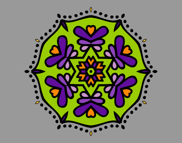 Dibujo Mandala simétrica pintado por blanca