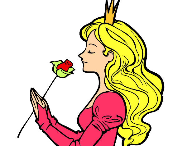 Dibujo Princesa y rosa pintado por clau1234