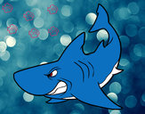 Dibujo Tiburón enfadado pintado por flore777