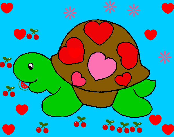 Dibujo Tortuga con corazones pintado por 22222