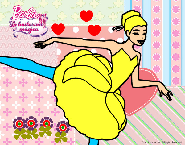 Dibujo Barbie en primer arabesque pintado por 2Tigresas