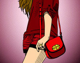 Dibujo Chica con bolso pintado por valeterry