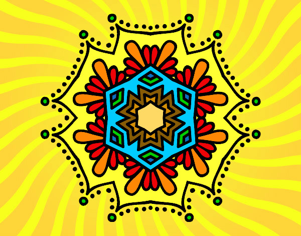 Dibujo Mandala flor simétrica pintado por RO_CI_2004