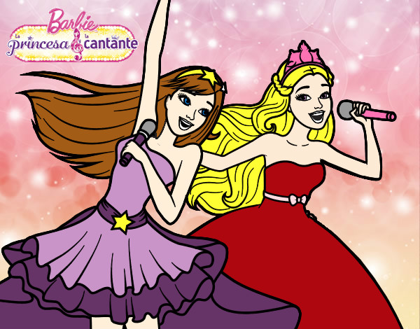 Dibujo Barbie y la princesa cantando pintado por mikuo