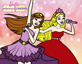 Dibujo Barbie y la princesa cantando pintado por mikuo