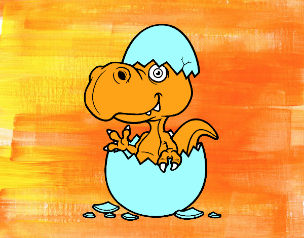 Dibujo Dino saliendo del huevo pintado por yaelyared