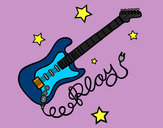 Dibujo Guitarra y estrellas pintado por mikuo
