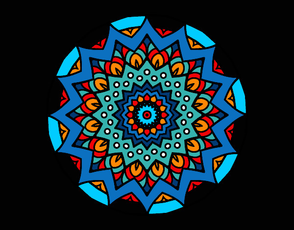 Dibujo Mandala creciente pintado por blanca