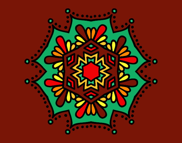 Dibujo Mandala flor simétrica pintado por blanca