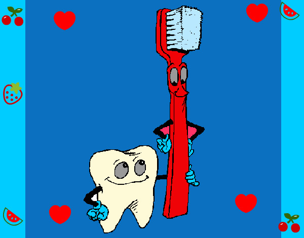 Dibujo Muela y cepillo de dientes pintado por jammy