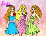 Dibujo Barbie y sus amigas vestidas de fiesta pintado por crusita