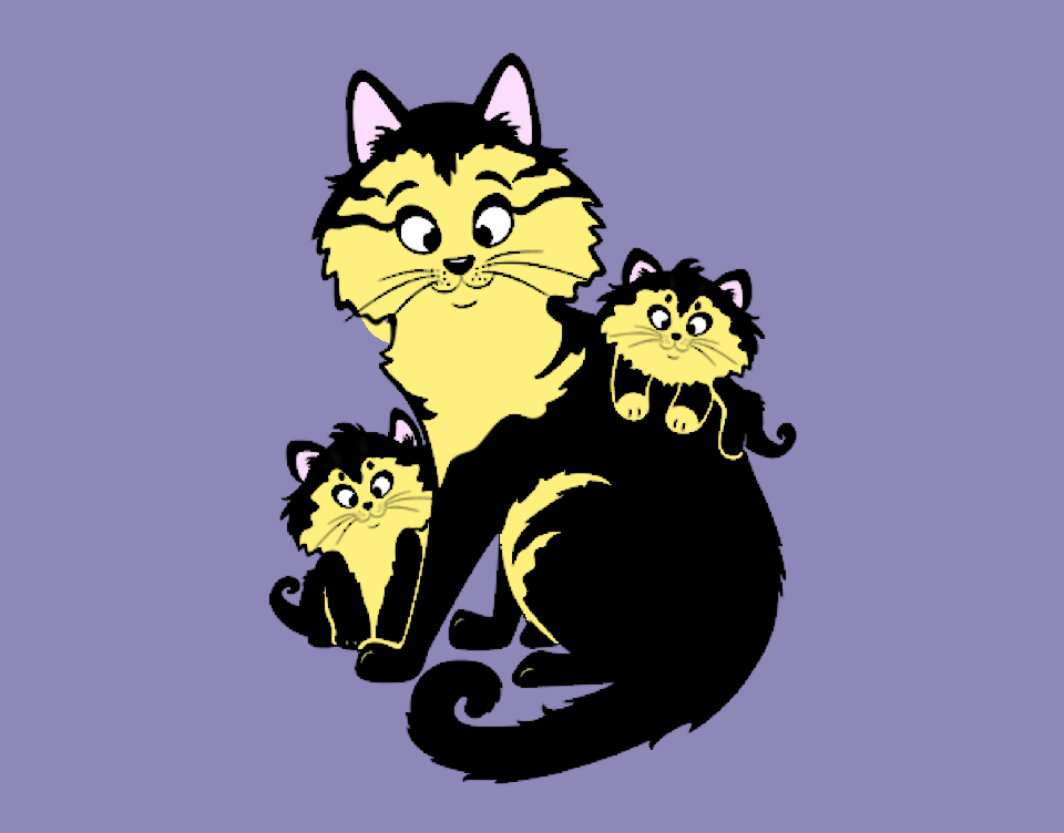 Mamá gata y gatitos