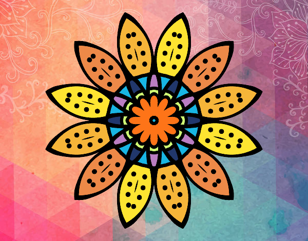 Dibujo Mandala flor con pétalos pintado por Adgy