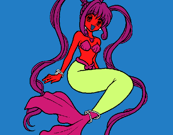 Dibujo Sirena con perlas pintado por Noe78