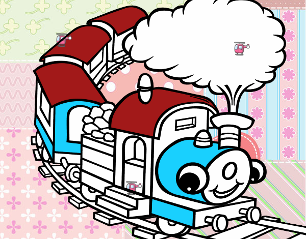 Dibujo Tren sonriente pintado por gatitos3