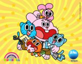 Dibujo Gumball y amigos contentos pintado por Nikki-Airi