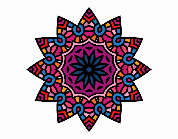 Dibujo Mandala estrella floral pintado por tilditus