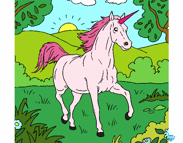 Dibujo Unicornio corriendo pintado por malena_G20