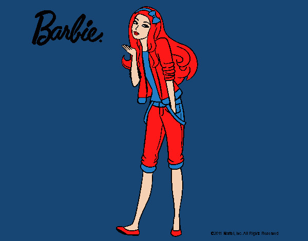 Dibujo Barbie con look casual pintado por tilditus