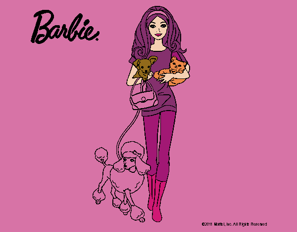 Dibujo Barbie con sus mascotas pintado por tilditus