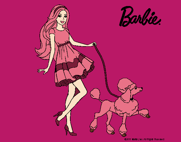 Dibujo Barbie paseando a su mascota pintado por tilditus