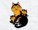 Dibujo Mamá gata y gatitos pintado por ariadna19