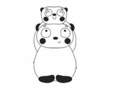 Dibujo Mamá panda con su cría pintado por tilditus