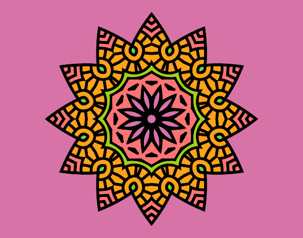 Dibujo Mandala estrella floral pintado por tilditus