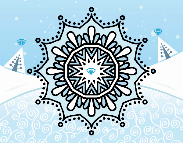 Dibujo Mandala flor de nieve pintado por tilditus