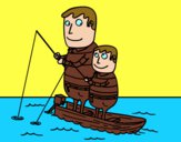 Dibujo Padre e hijo pescando pintado por tilditus