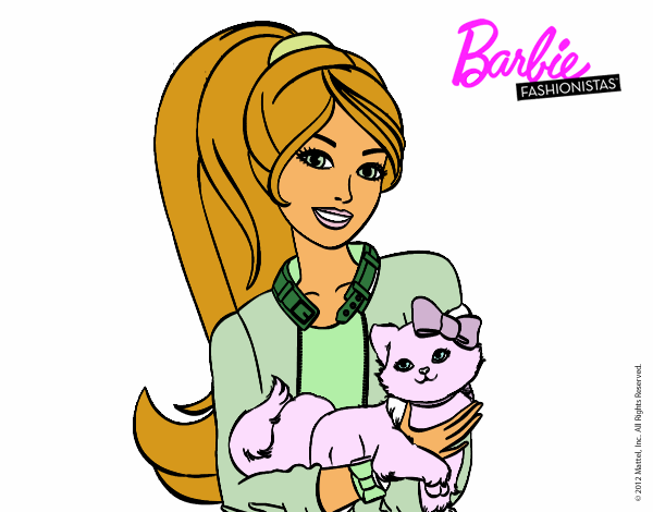 Dibujo Barbie con su linda gatita pintado por nathaly23