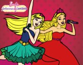 Dibujo Barbie y la princesa cantando pintado por panmi