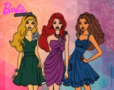 Dibujo Barbie y sus amigas vestidas de fiesta pintado por nathaly23