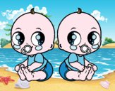 Dibujo Bebés gemelos pintado por queyla