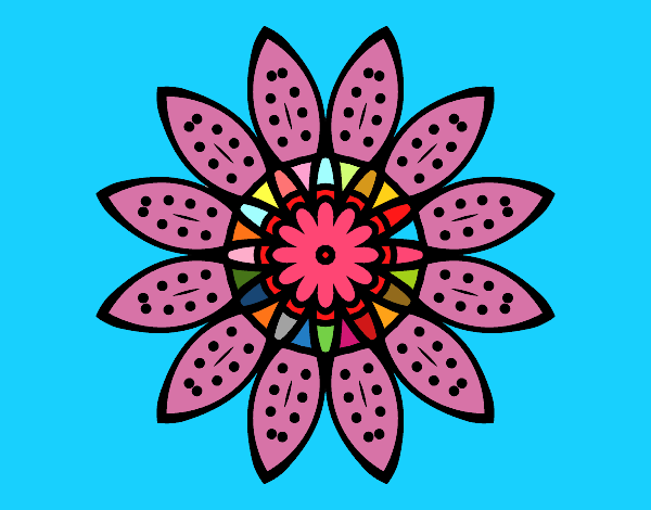 Dibujo Mandala flor con pétalos pintado por tilditus