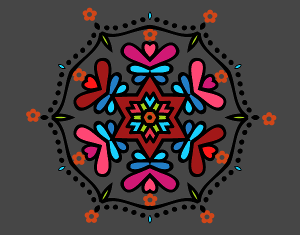 Dibujo Mandala simétrica pintado por blanca