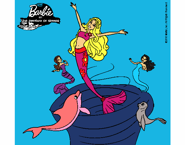 Dibujo De Barbie Sirena Contenta Pintado Por En Dibujos Net El D A