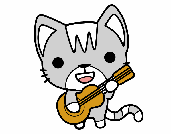 Dibujo Gato guitarrista pintado por AnaStones