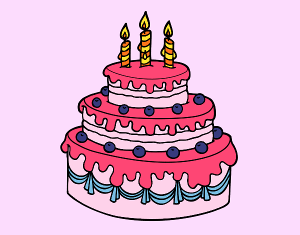 Dibujo Tarta de cumpleaños pintado por natachita8