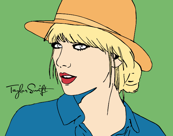 Dibujo Taylor Swift con sombrero pintado por AnaStones