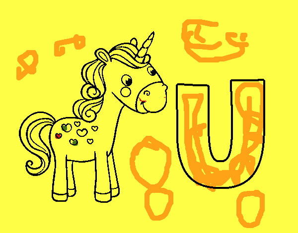 Dibujo U de Unicornio pintado por noramision