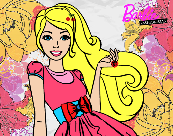 Dibujo Barbie con su vestido con lazo pintado por 0426979415