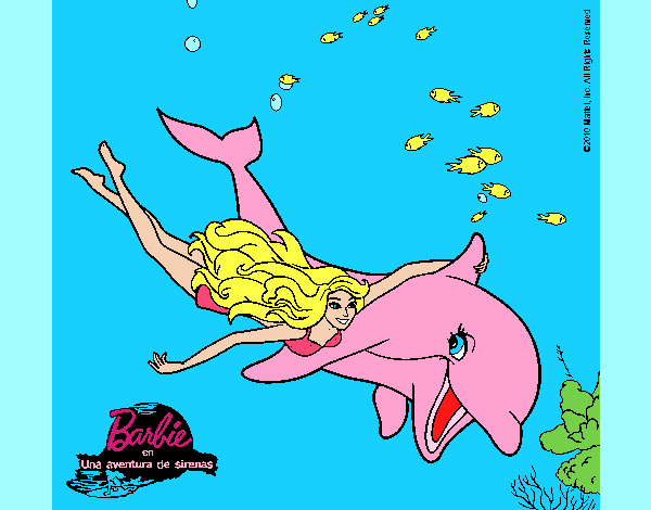 Dibujo Barbie y delfín pintado por luisanick
