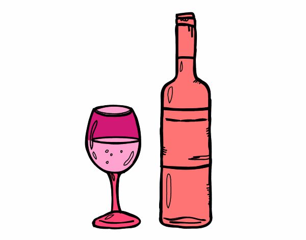 Botella de vino y copa