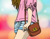 Dibujo Chica con bolso pintado por sandra2000