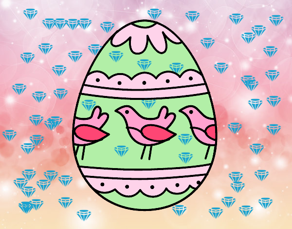 Dibujo Huevo de Pascua con pájaros pintado por nalia