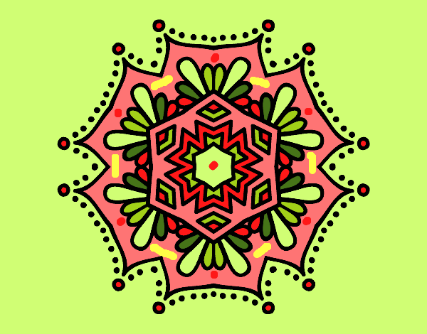 Dibujo Mandala flor simétrica pintado por blanca