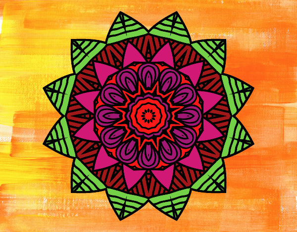 Dibujo Mandala frutal pintado por tilditus