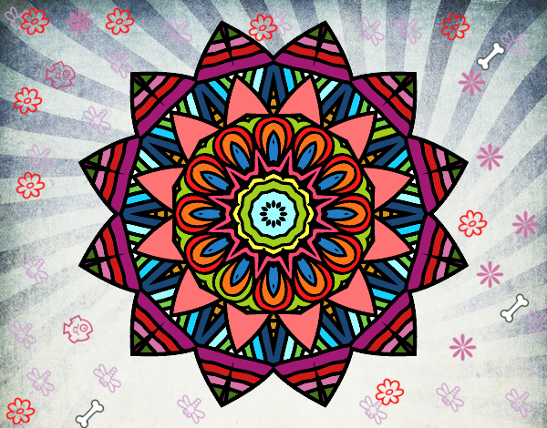 Dibujo Mandala frutal pintado por tilditus