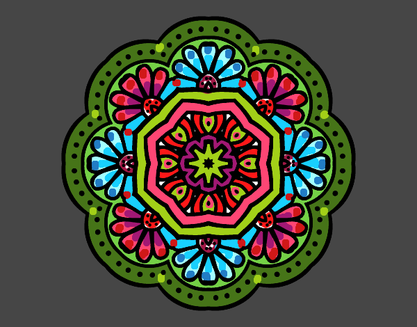 Dibujo Mandala mosaico modernista pintado por blanca